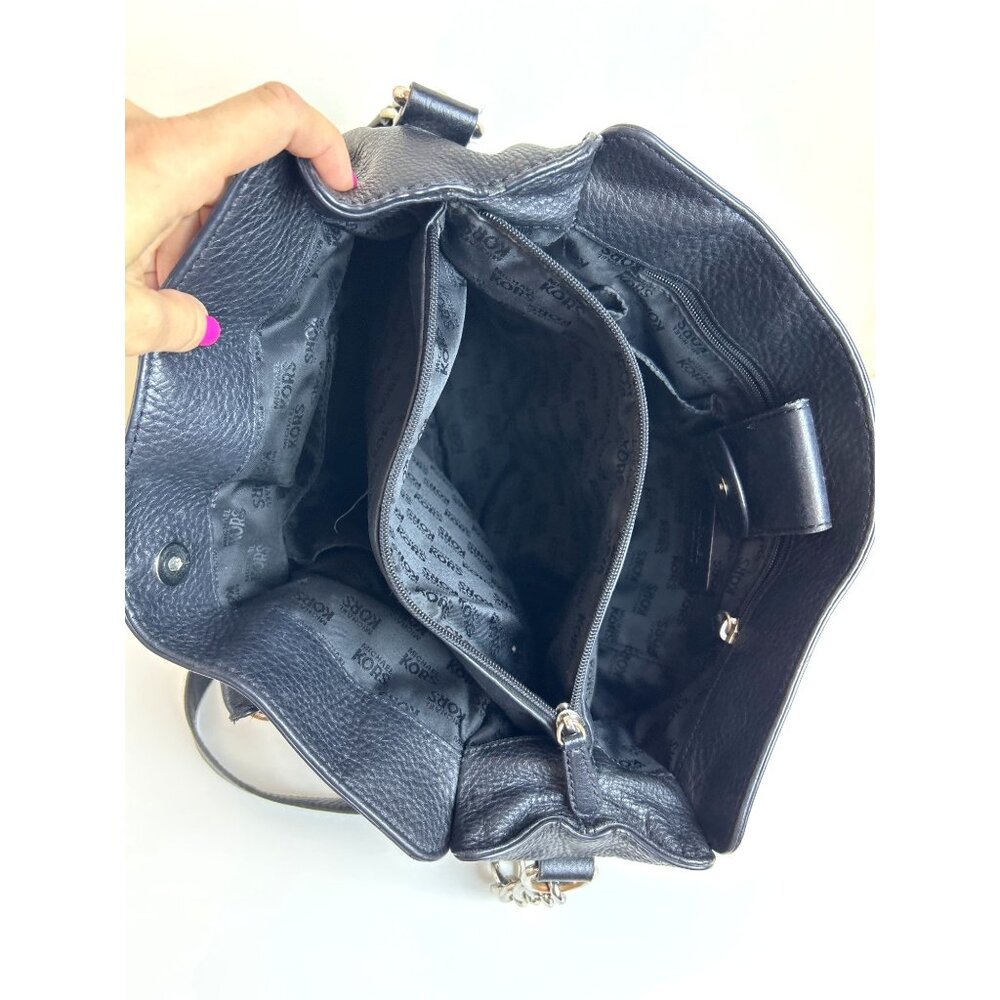 Michael Kors Black Leather Satchel with Chain Strap - Picture 9 of 13